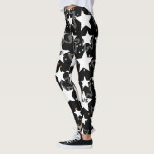 Moderne sterren zwarte witte patronen vrouwen leggings (Links)