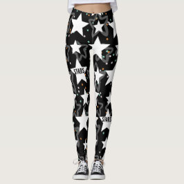 Moderne sterren zwarte witte patronen vrouwen leggings