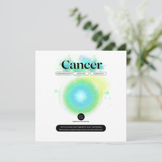Moderne Sterrenbeeld Kanker Quote water Element Kaart (Staand voorkant)