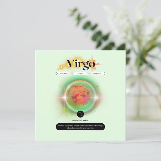 Moderne Sterrenbeeld Maagd Quote Aarde Element Kaart (Staand voorkant)