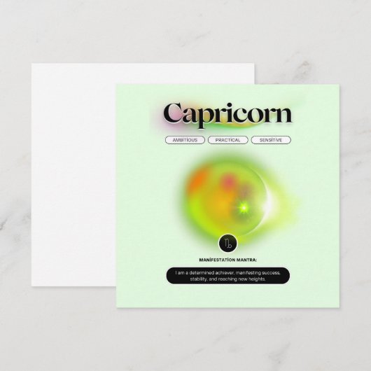 Moderne Sterrenbeeld Steenbok Citaat Aarde Element Kaart (Voorkant / Achterkant)