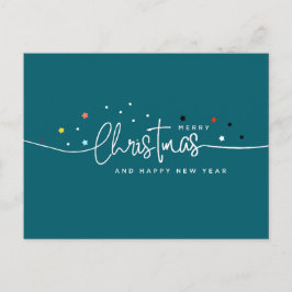 Moderne Sterrennacht, Blauwgroen typografie Feestdagenkaart