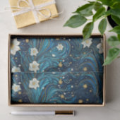 Moderne Sterrennacht & Witte Lelie Bloemen Decoupa Tissuepapier (Geschenk)