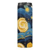 Moderne sterrennacht zonnebloem gepersonaliseerde  thermosbeker (Achterkant)