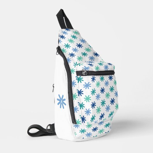 Moderne sterretjes oceaankleuren op wit-personalis sling bag (Linkerhoek)