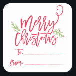 Moderne Sticker met heldere kerstcadeautjes voor p<br><div class="desc">Maak een verbluffende verklaring dit vakantieseizoen met deze stijlvolle cadeausticker met "Vrolijk Kerstfeest" in een borstelscriptlettertype. Koop onze online winkel voor meer stukken in dit ontwerp!</div>