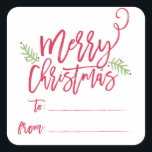 Moderne Sticker met heldere kerstcadeautjes voor p<br><div class="desc">Maak een verbluffende verklaring dit vakantieseizoen met deze stijlvolle cadeausticker met "Vrolijk Kerstfeest" in een borstelscriptlettertype. Koop onze online winkel voor meer stukken in dit ontwerp!</div>