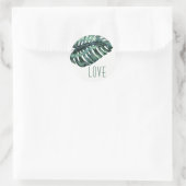 Moderne Sticker van Tropische Monstera Leaf LOVE (Tas)