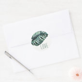 Moderne Sticker van Tropische Monstera Leaf LOVE (Envelop)