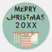 Moderne Sticker voor prettige kerstcadeaudozen (Voorkant)