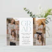 Moderne stijgende Afstudeerder | Dusty Blue Photo  Kaart (Staand voorkant)