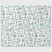 Moderne stijl Aqua Blue Dot uit de midden eeuw Cadeaupapier (Vlak)