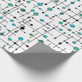 Moderne stijl Aqua Blue Dot uit de midden eeuw Cadeaupapier (Hoek)