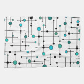 Moderne stijl Aqua Blue Dot uit de midden eeuw Theedoek (Horizontaal)