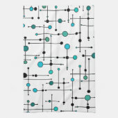 Moderne stijl Aqua Blue Dot uit de midden eeuw Theedoek (Verticaal)