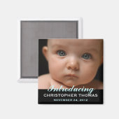 Moderne Stijl Baby Geboorte Aankondiging Foto Magneet (Voorkant / Achterkant)