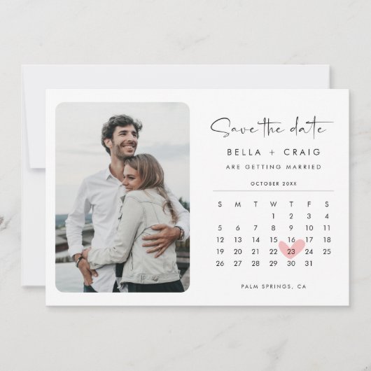 Moderne stijl Bewaar de datumfotokalender Save The Date (Voorkant)