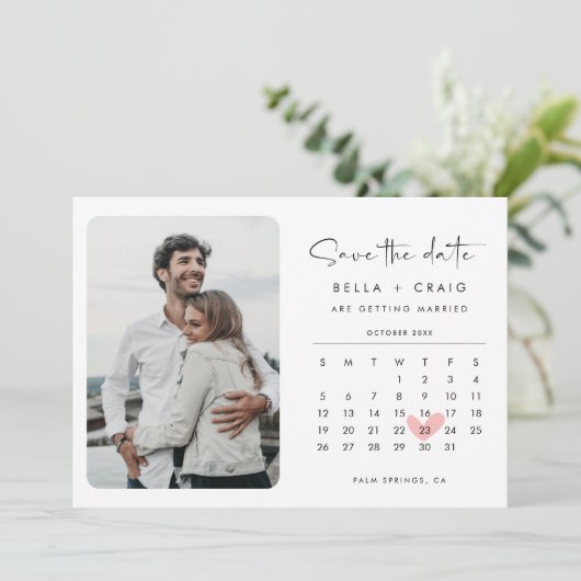 Moderne stijl Bewaar de datumfotokalender Save The Date (Staand voorkant)