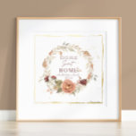 Moderne  stijl Floral botanische Waterverf Folie Afdrukken<br><div class="desc">Gepersonaliseerd met uw familienaam en het jaar dat is ingesteld. Een warme herfst, herfstgekleurd thema met botanische bladeren en bloemen in BOHO-stijl, werd elegant geschilderd in waterverf met echte gouden folie accenten van de internationaal erkende kunstenaar en ontwerper, Audrey Jeanne Roberts. Warm amber, zacht muntsage groen, perzikkleurig, terracotta en bruinkoolzaad....</div>