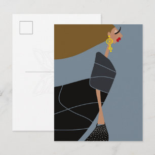 Moderne stijl glamour mode kunst ansichtkaart Miss Briefkaart
