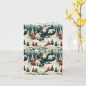 Moderne Stijl Landschap Kerstmis Kaart (Gele Bloem)