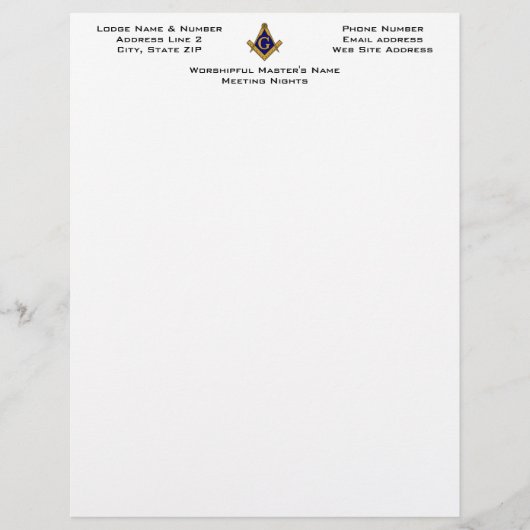 Moderne stijl Masonic Lodge Letterhead Briefhoofd Ontwerp (Voorkant)