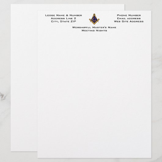 Moderne stijl Masonic Lodge Letterhead Briefhoofd Ontwerp (Voorkant / Achterkant)