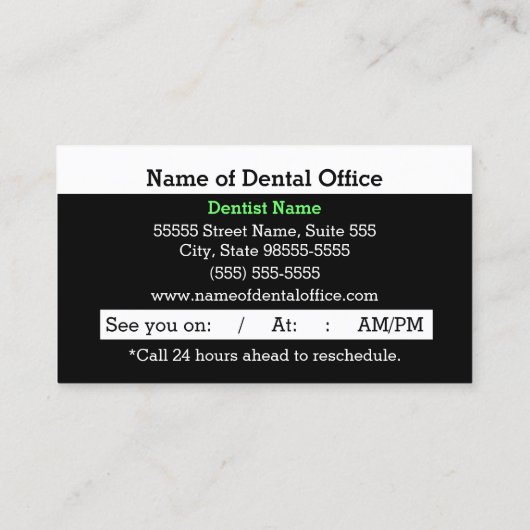 Moderne stijl tandarts afspraak herinnering afsprakenkaartje (Achterkant)