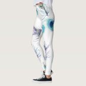 Moderne stijl Trendy White en Peacock Feather Leggings (Links)