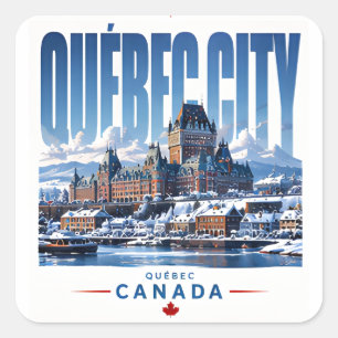 🏰 Moderne Stijl van de Hemelijn van Quebec City � Vierkante Sticker