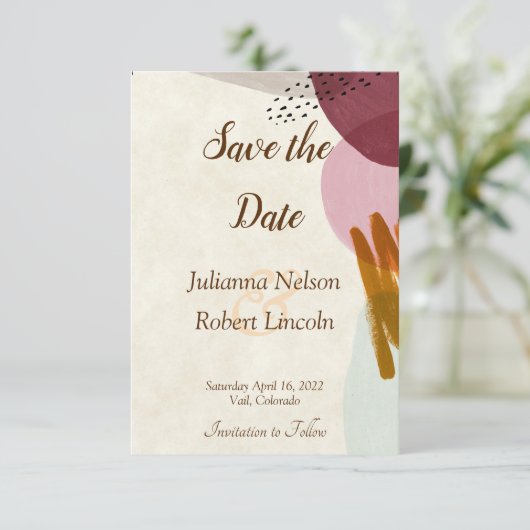 Moderne stijl verf save the date uitnodiging (Staand voorkant)