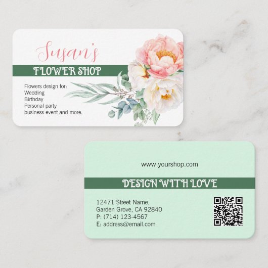 Moderne stijl Vloerwinkel Visitekaartje met pony (Voorkant / Achterkant)