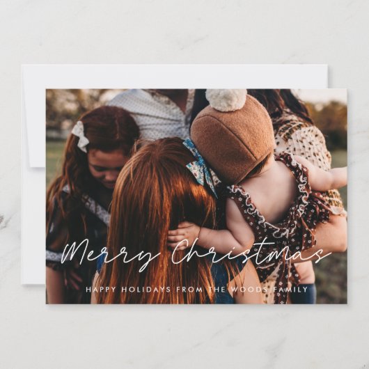 Moderne Stijl Vrolijk Kerstmis Familie Foto Feestdagenkaart (Voorkant)