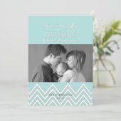 Moderne Stijl Witte Chevron Kerstmis Fotokaarten Feestdagenkaart (Staand voorkant)