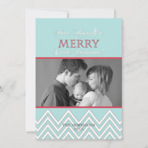 Moderne Stijl Witte Chevron Kerstmis Fotokaarten Feestdagenkaart