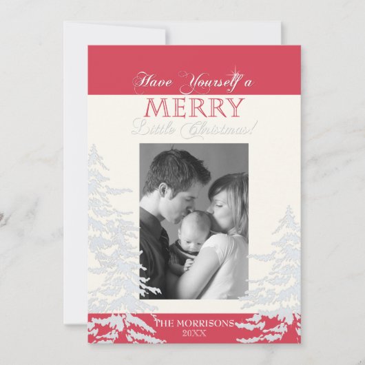 Moderne Stijl Witte Kerstbomen Fotokaarten Feestdagenkaart (Voorkant)