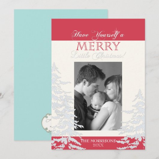 Moderne Stijl Witte Kerstbomen Fotokaarten Feestdagenkaart (Voorkant / Achterkant)