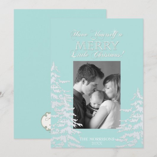 Moderne Stijl Witte Kerstbomen Fotokaarten Feestdagenkaart (Voorkant / Achterkant)