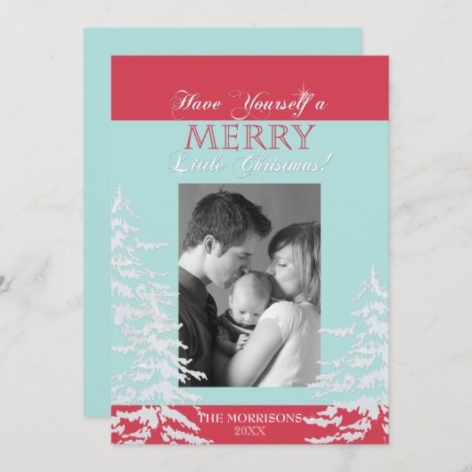 Moderne Stijl Witte Kerstbomen Fotokaarten Feestdagenkaart (Voorkant / Achterkant)