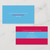 Moderne stijllijst kleurenblok roze blauw visitekaartje (Voorkant / Achterkant)