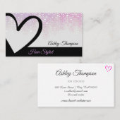 Moderne stijlroze schijven zwarte haarhaarlijst visitekaartje (Voorkant / Achterkant)