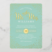 MODERNE STIJLVOLE TROUW mini confetti mint goud Folie Uitnodiging (Voorkant)