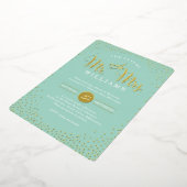 MODERNE STIJLVOLE TROUW mini confetti mint goud Folie Uitnodiging (Gedraaid)