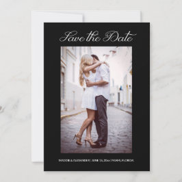Moderne stijlvolle 2 foto's trouw verloving zwart save the date