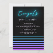 Moderne, stijlvolle 70s Retro Neon Photo Afstudere Kaart (Achterkant)