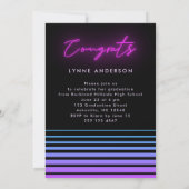 Moderne, stijlvolle 70s Retro Neon Photo Afstudere Kaart (Achterkant)