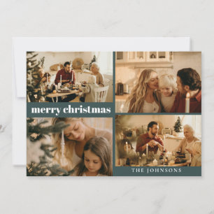 Moderne Stijlvolle Aangepaste Foto Kerstmis Donker Feestdagenkaart