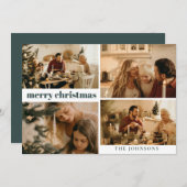 Moderne Stijlvolle Aangepaste Foto Kerstmis Donker Feestdagenkaart (Voorkant / Achterkant)