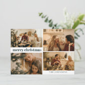 Moderne Stijlvolle Aangepaste Foto Kerstmis Donker Feestdagenkaart (Staand voorkant)