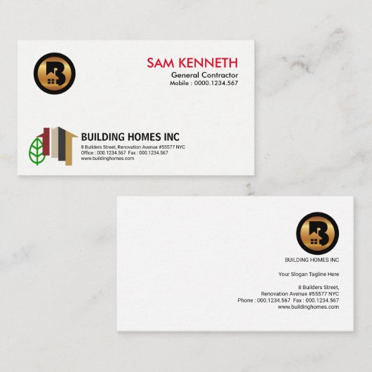 Moderne, stijlvolle, Abstracte thuisbouwconstructi Visitekaartje (Voorkant / Achterkant)